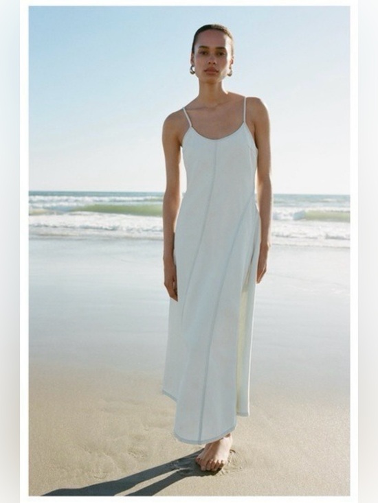Zara Dresses & Skirts - Zara Minimalist denim Slip Maxi Dress